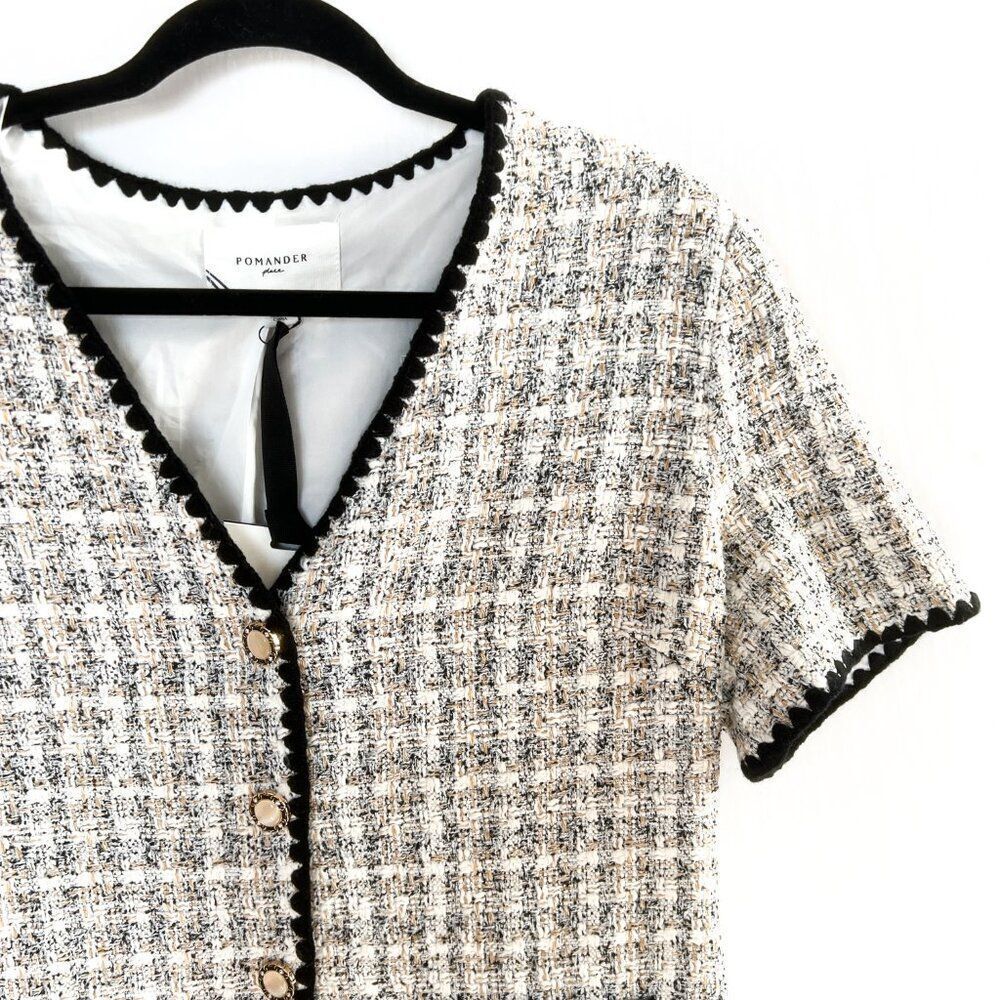 NWT Tuckernuck Pomander Place White Black Tweed Josephine Dress Large - Picture 8 of 15